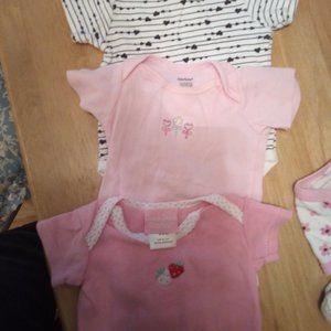 Lot of 8 - GIRL'S 3 to 9 mo INFANT ONSIES, BIBS